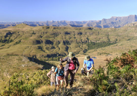 Wandeltocht in de Drakensbergen bij groepsreis Zuid Afrika