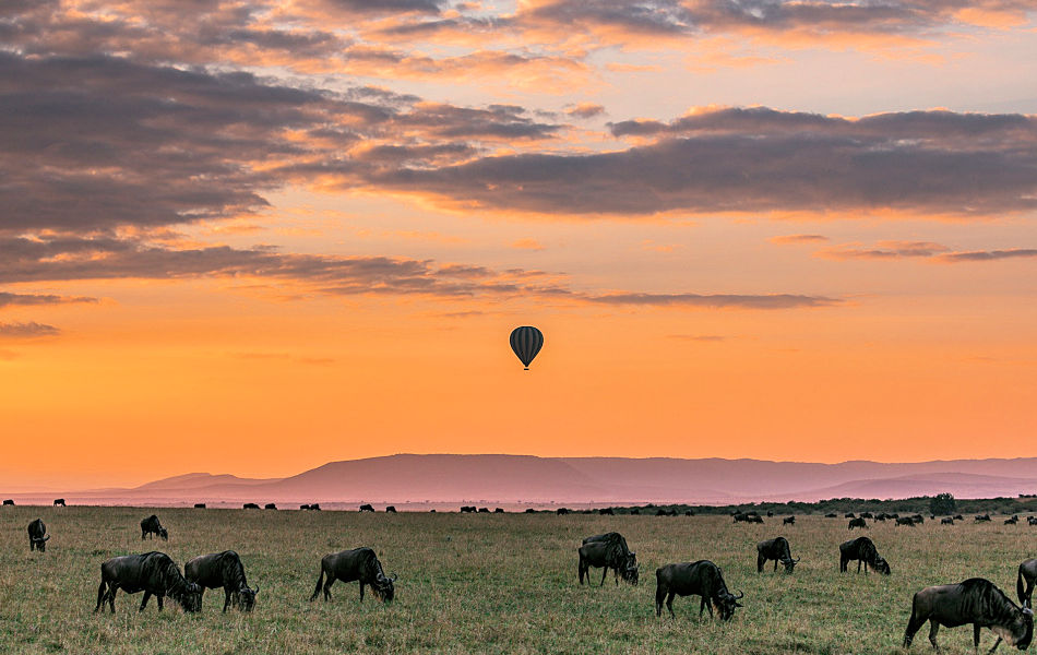 Luchtballon boven de Serengeti inTanzania