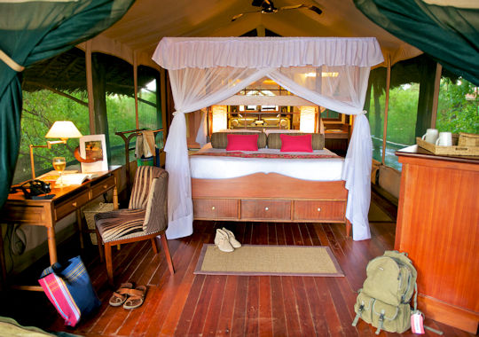 Overnachten in een tent bij Samburu Intrepids kamp in Kenia