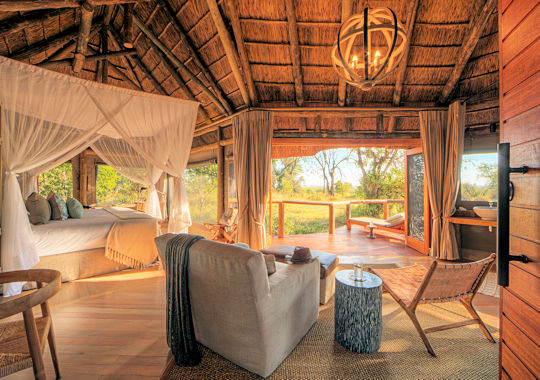 Luxe kamer bij Camp Moremi tijdens huwelijksreis in Botswana