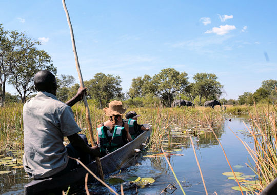 Mokorotocht in de Okavango delta in botswana