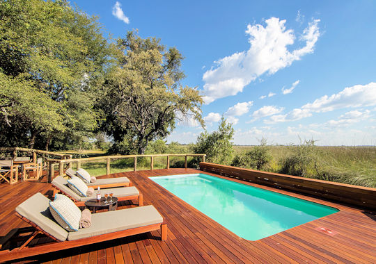 Zwembad bij Camp Moremi tijdens luxe reis in Botswana