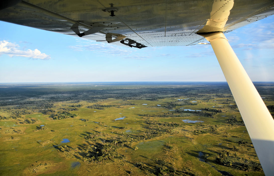 vlucht over de Okavango Delta