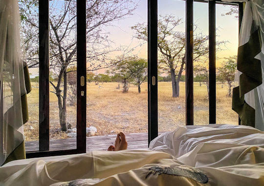 Uitzicht vanuit kamer bij Etosha Oberland Lodge in Namibië